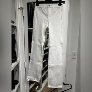 Joe’s Jeans Hi (Rise) Honey White Cropped Bootcut with Frayed Edges Jeans